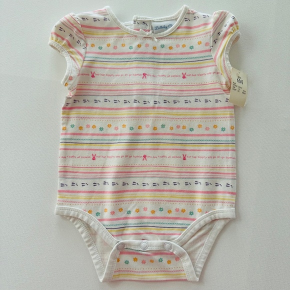 Lullaby Club 6 Months Baby Girl Pink Bunny Overalls Bodysuit Set Outfit Spring - Picture 5 of 6